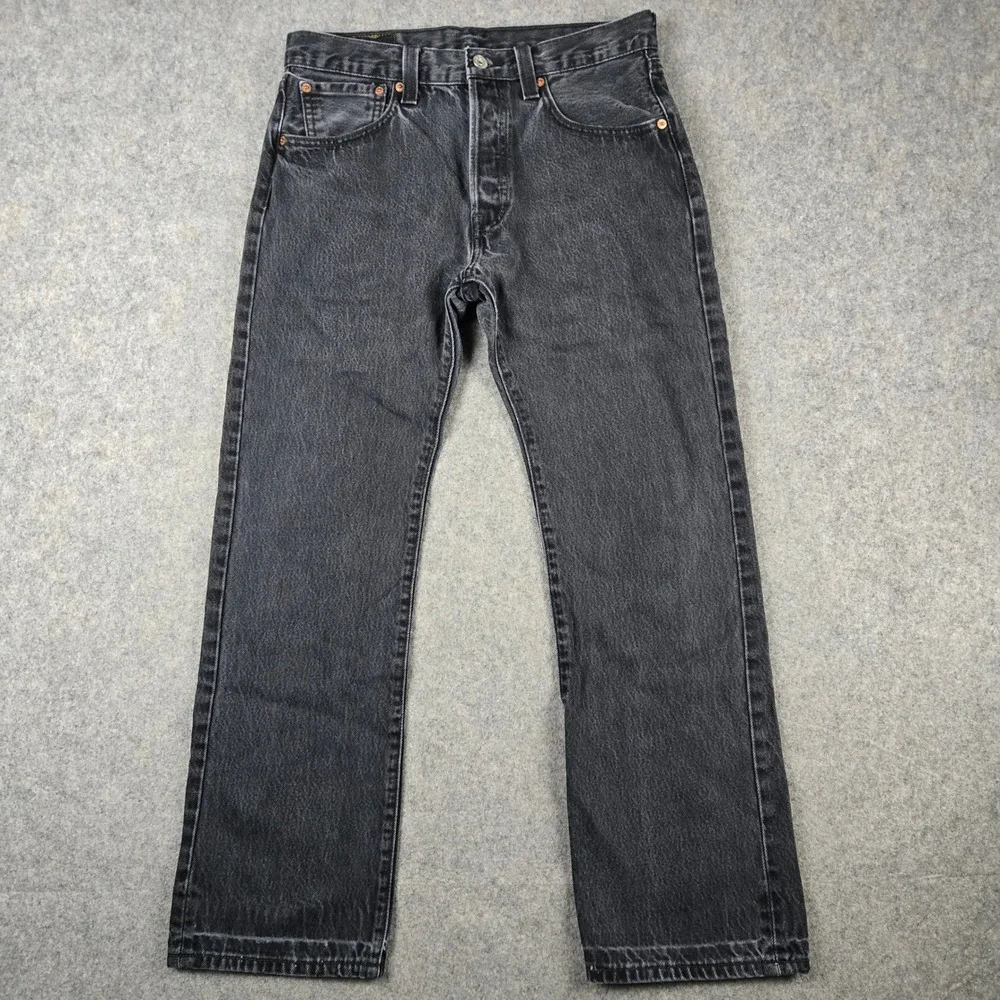 Levi 501 Jeans Mens 32x30 Black Straight Fit Button Fly Denim Pants Classic Y2k